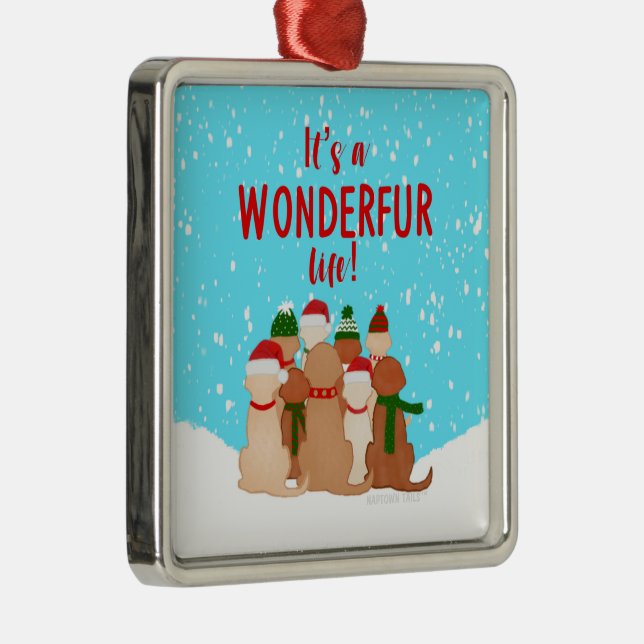 Ouro Retrievers Enfeites de natal quadrado (Direito )