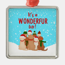 Ouro Retrievers Enfeites de natal quadrado