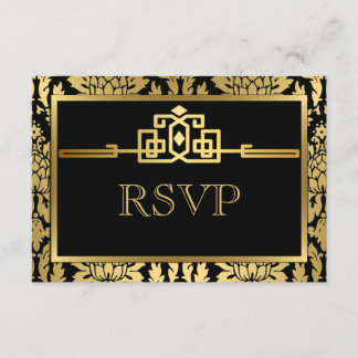 Ouro Romance Art Deco RSVP Card V2