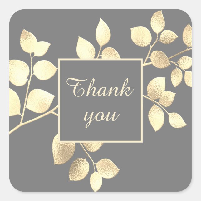 Ouro romântica de cinza deixa adesivo quadrado (Frente)