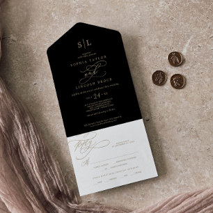 Ouro Romântico Caligrafia Casamento Monograma Pr