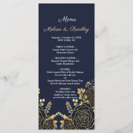 Ouro Romântico Marinho azul Menu Casamento