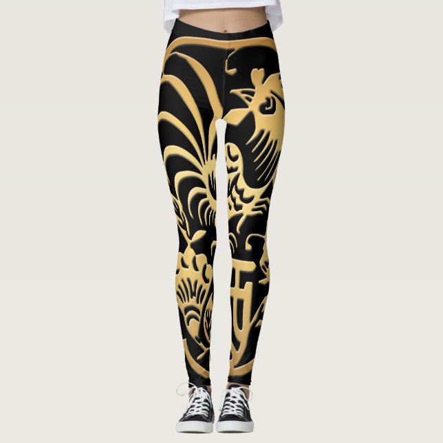 Ouro Rooster Ano de 2017 Corta-Papeira Leggings Ne (Frente)