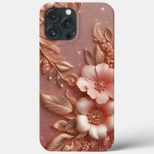Ouro rosa elegante moderno com curva floral