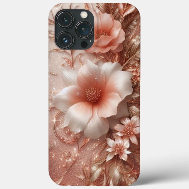 Ouro rosa elegante moderno com curva floral (Verso)