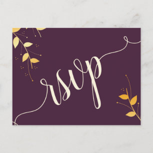 Ouro Roxo Elegante Deixa Posto de Convite RSVP
