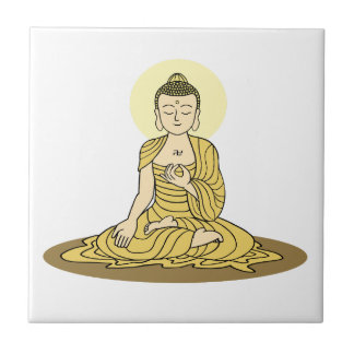 Ouro Serenity Buda azulejo cerâmica