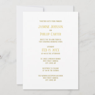 Ouro Simples - Convite de Casamento/Recepção