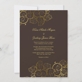 Ouro Spirals Vine Classy Expresso Convite de casam