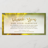 Ouro Sunflower Floral Obrigado Cartão de condolênc