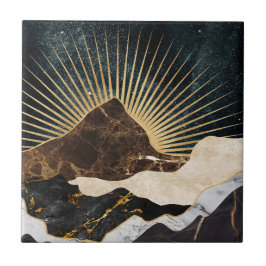 Ouro Sunrise Sobre Montanhas Marble E Céu Estrelad