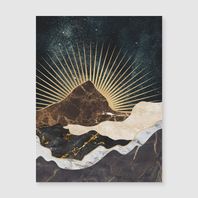 Ouro Sunrise Sobre Montanhas Marble E Céu Estrelad (Frente)