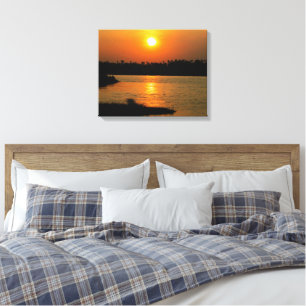 Ouro Sunset Sobre o Nilo - Arte Canvas
