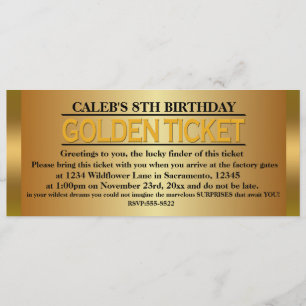 OURO TICKET TICKET Festa de aniversário Convite pa