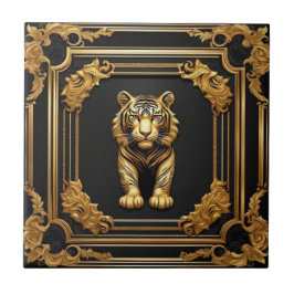 Ouro tigre e quadro decorativo preto