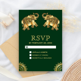 Ouro Verde Elefantes Étnicos Indian RSVP