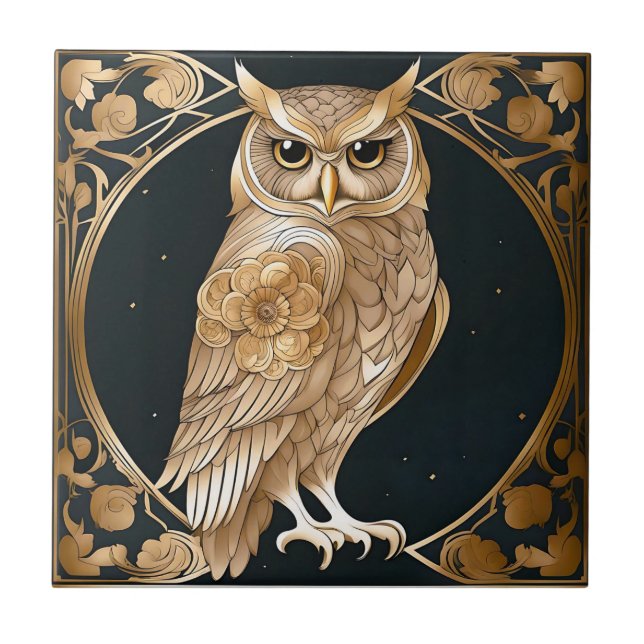 Ouro Vintage Owl Art Deco (Frente)