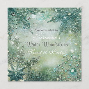 Ouro Winter Wonderland Snowflakes Convite