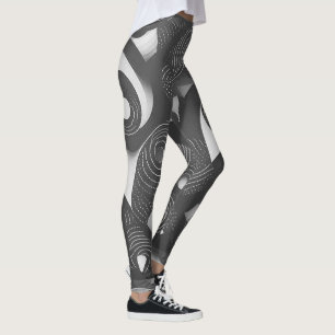 Ousadas e Dinâmicas: Leggings Abstratas Cinza e Br