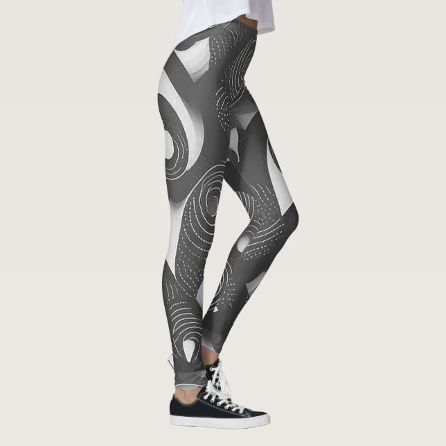 Ousadas e Dinâmicas: Leggings Abstratas Cinza e Br (Direita)