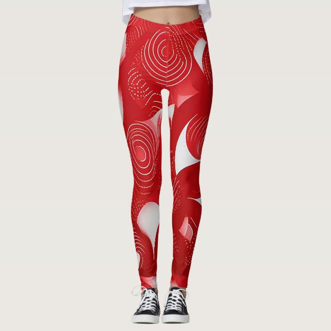 Ousado e Dinâmico: Leggings Abstratas Vermelhas e  (Frente)