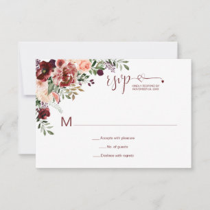 Outono Boho Aquarela Floral Coração Script RSVP