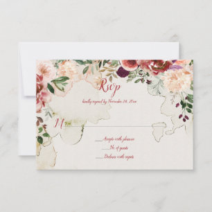 Outono Boho Aquarela Floral Manchado de Chá RSVP