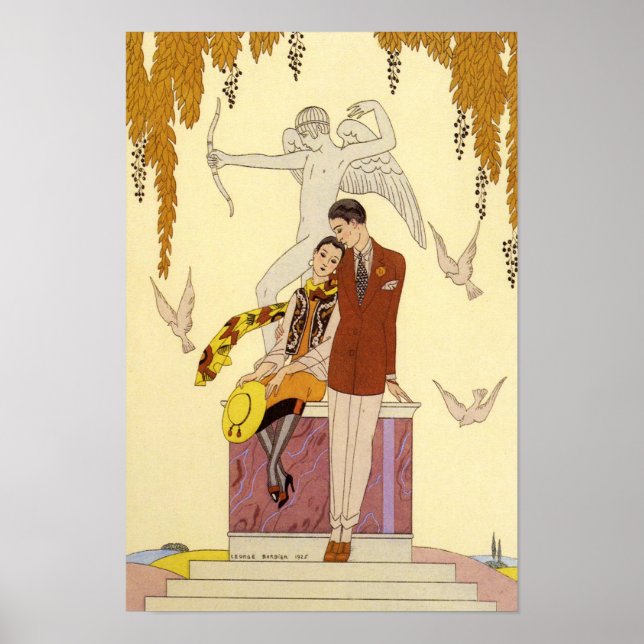 Outono em França Art Deco Poster (Frente)