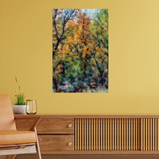 Outono Fall Season Oak Tree Poster Abstrato (Sala de Estar 2)