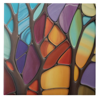 Outono - Faux Staink Glass Mosaic Abstrato Art