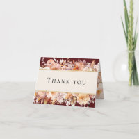 Outono Floral Borgonha Creme Convite de Noiva Dobr