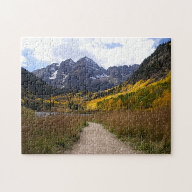 Outono no Quebra-cabeça de Maroon Bells Colorado (Horizontal)