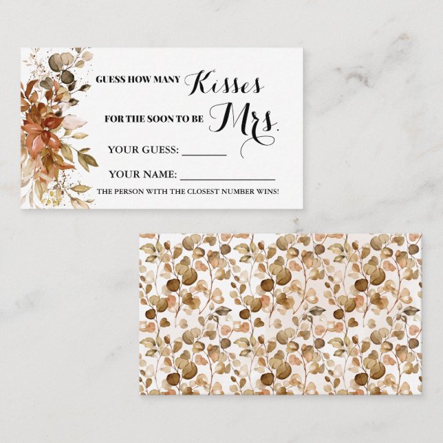 Outono Quantos beijos para o cartão de jogo da Sra (Frente/Verso)