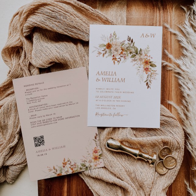 outono rústico floral Convite para casamento (Criador carregado)
