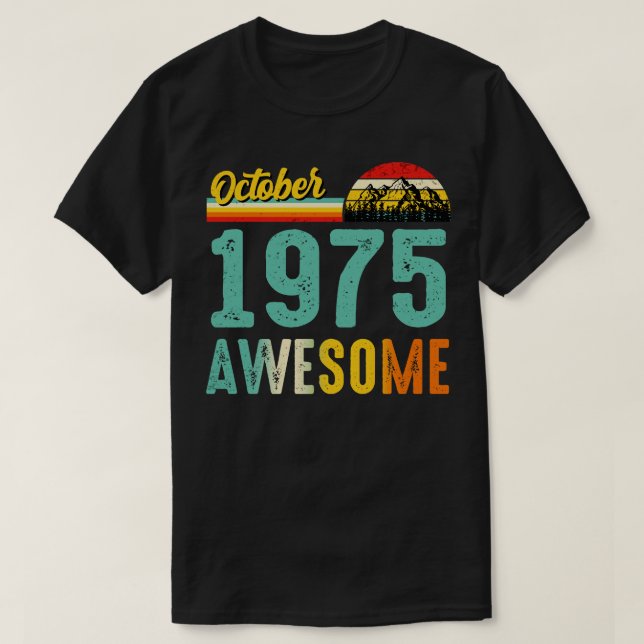 Outubro de 1975 Camisa de Presente de Aniversário  (Frente do Design)