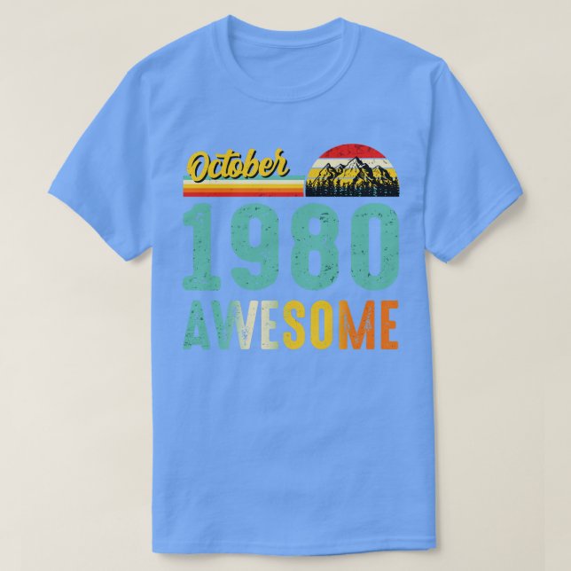 Outubro de 1980 Camisa de Presente de Aniversário  (Frente do Design)
