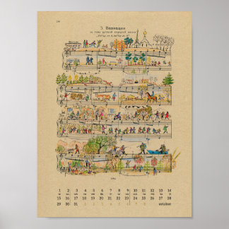 Outubro Happy Notes Calendar 2022 Poster