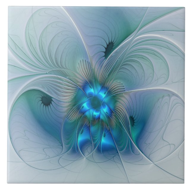 Ovações de Pé, Fractal Azul Turquesa Abstrato (Frente)