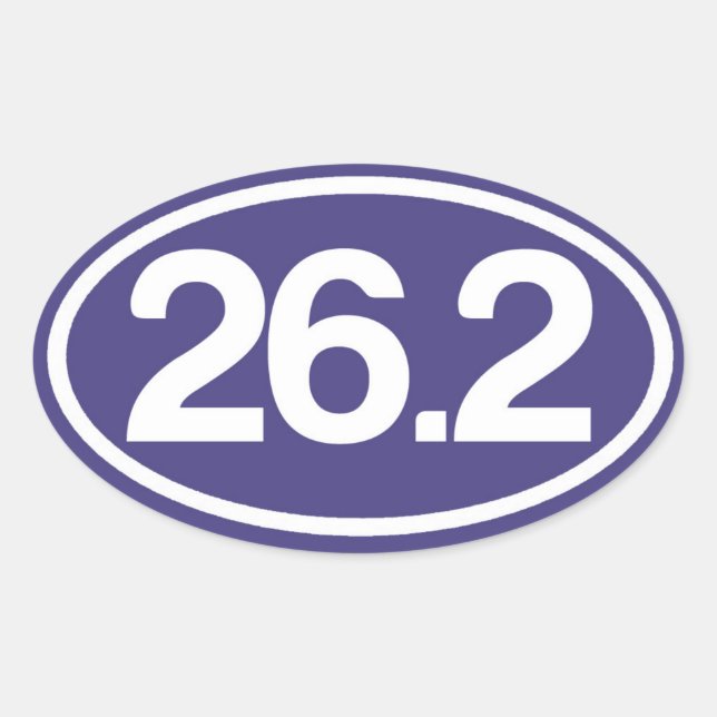 Oval Adesivo azul 26.2 (Cheio de maratona) (Frente)