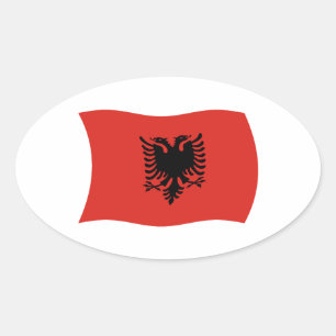 Oval Adesivo da Bandeira da Albânia
