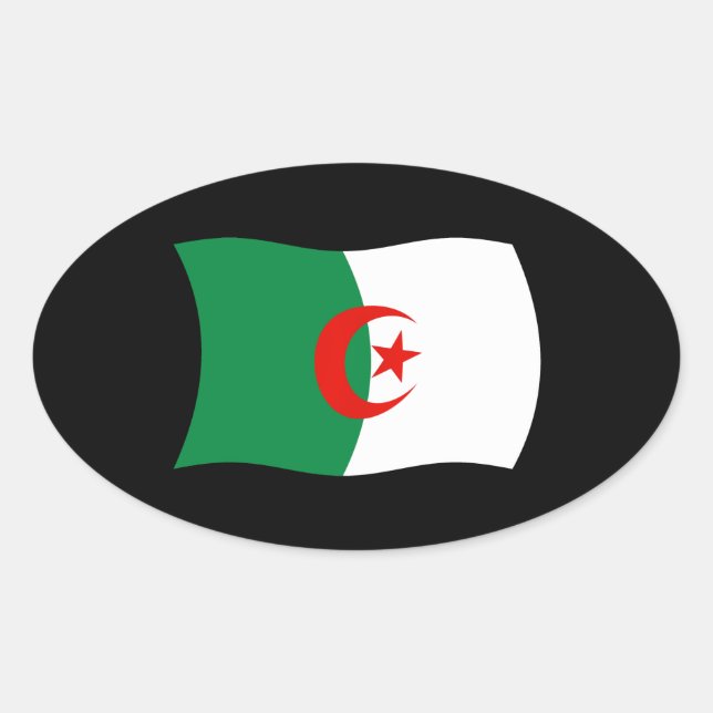 Oval Adesivo da Bandeira da Argélia (Frente)