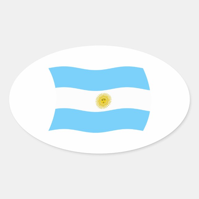 Oval Adesivo da Bandeira da Argentina (Frente)