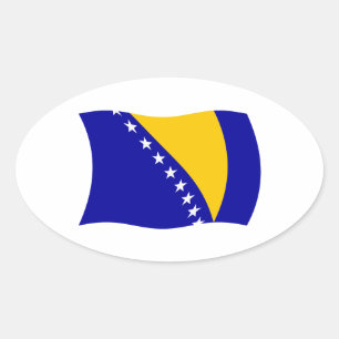 Oval Adesivo da Bandeira da Bósnia e Herzegovina
