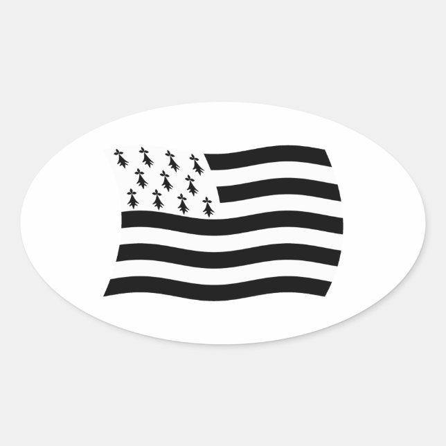 Oval Adesivo da Bandeira da Bretanha (Frente)