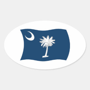 Oval Adesivo da Bandeira da Carolina do Sul