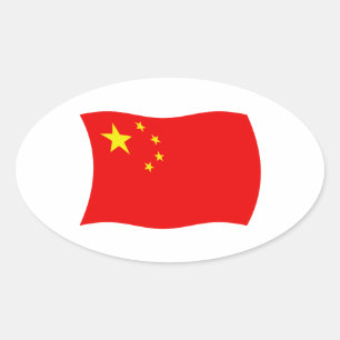 Oval Adesivo da Bandeira da China