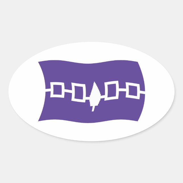 Oval Adesivo da Bandeira da Confederação Iroquesa (Frente)