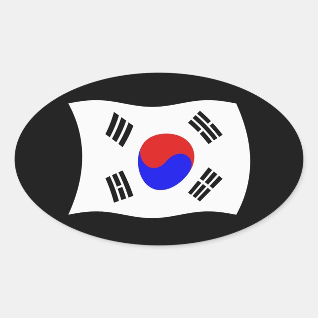 Oval Adesivo da Bandeira da Coreia do Sul (Frente)