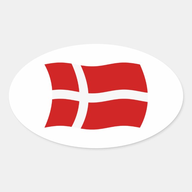Oval Adesivo da Bandeira da Dinamarca (Frente)
