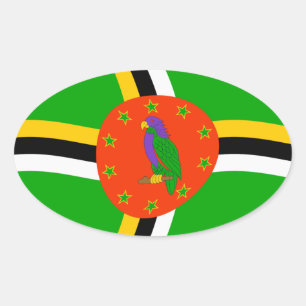 Oval Adesivo da Bandeira da Dominica